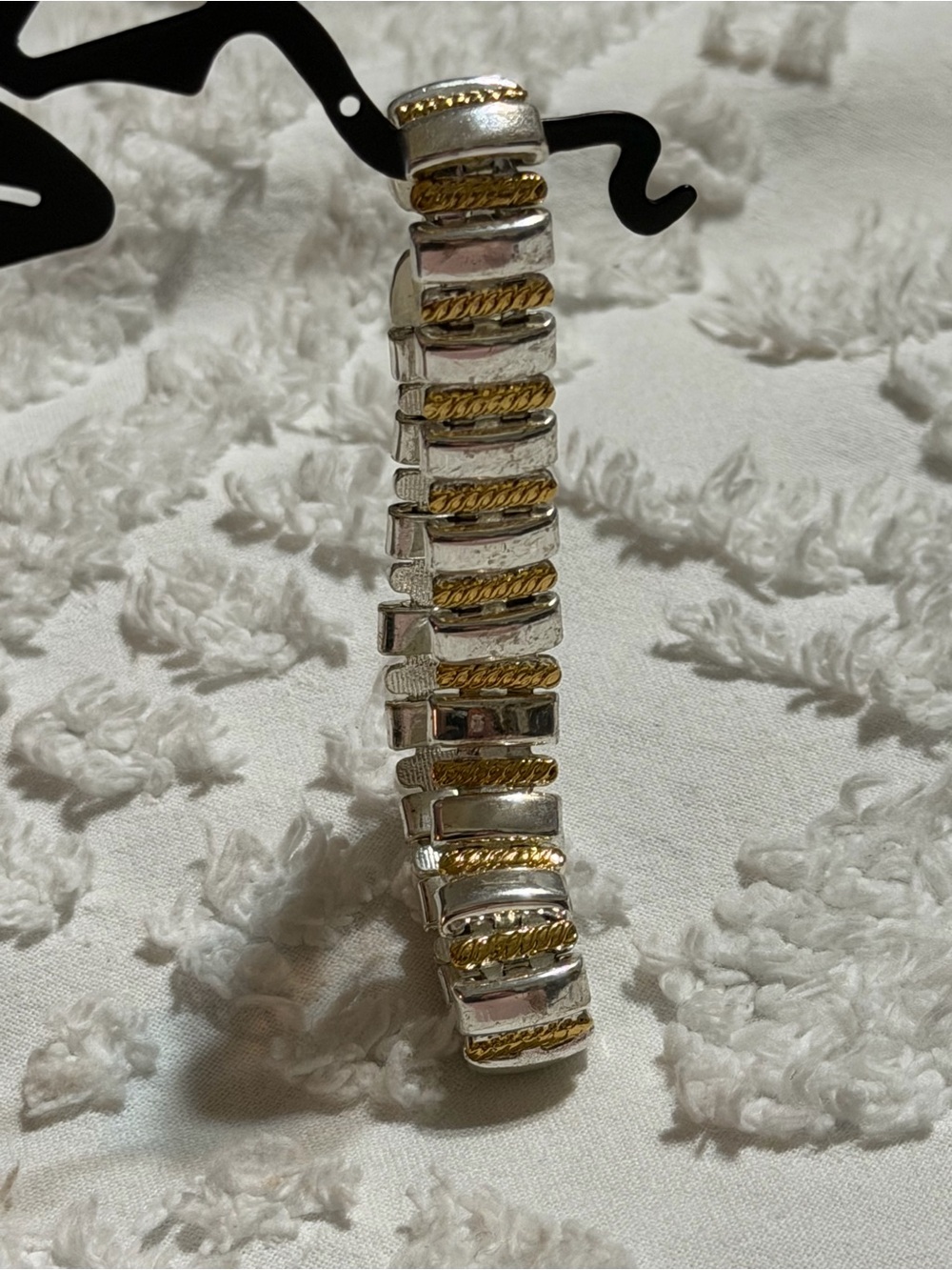 Vintage Signed Napier Two-Tone Panel Link Bracelet - 7.5"